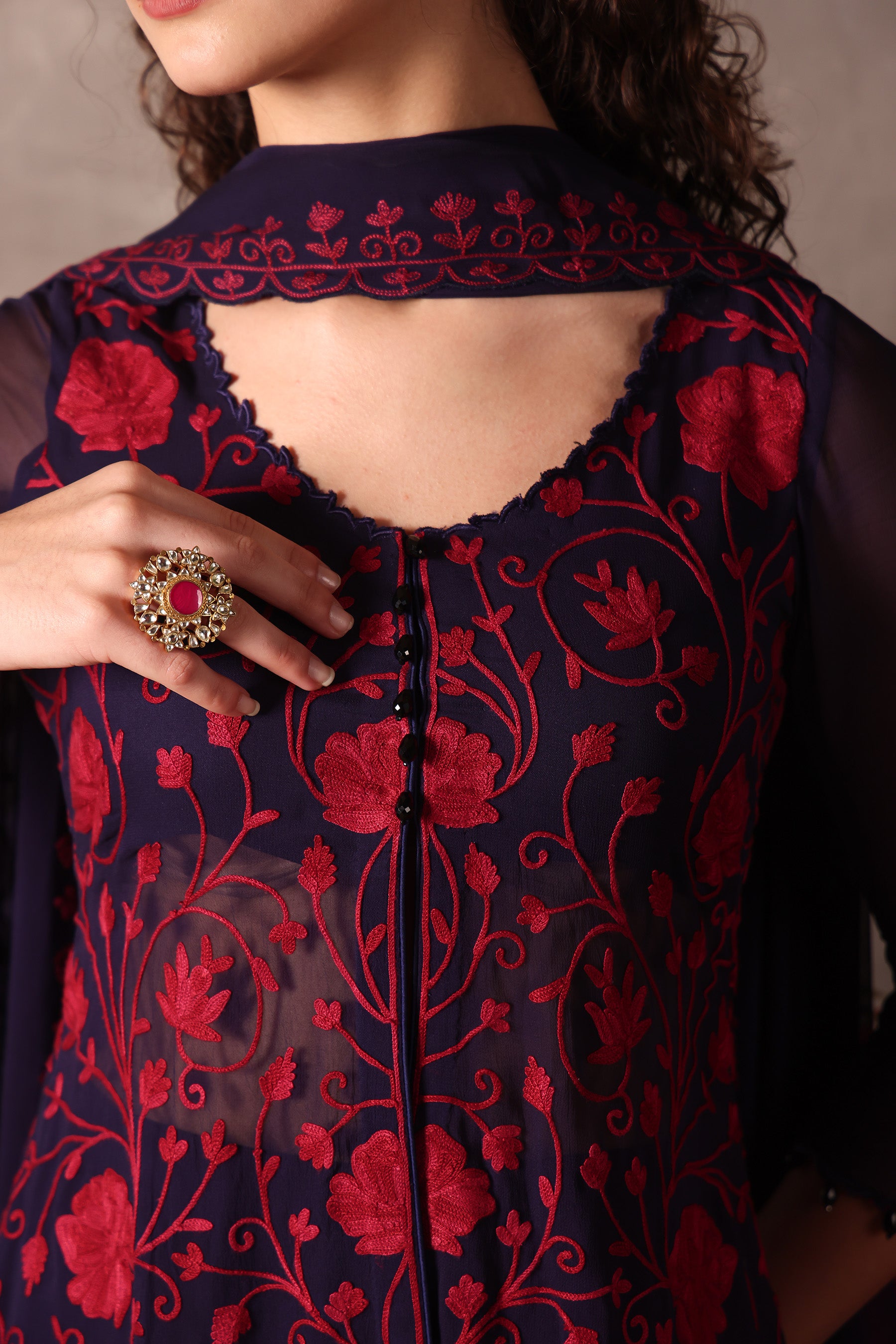 Midnight Georgette Short Kurta Set