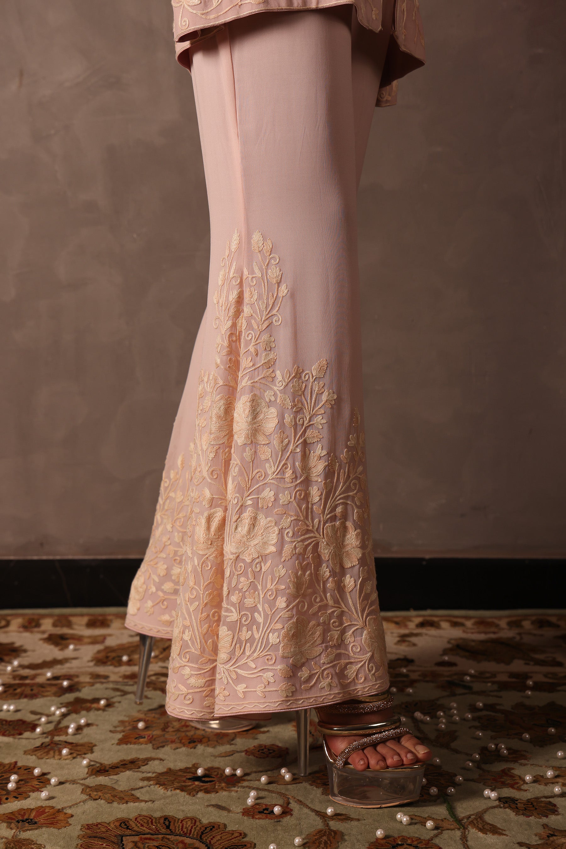 Blush Pink Georgette Short Kurta Set