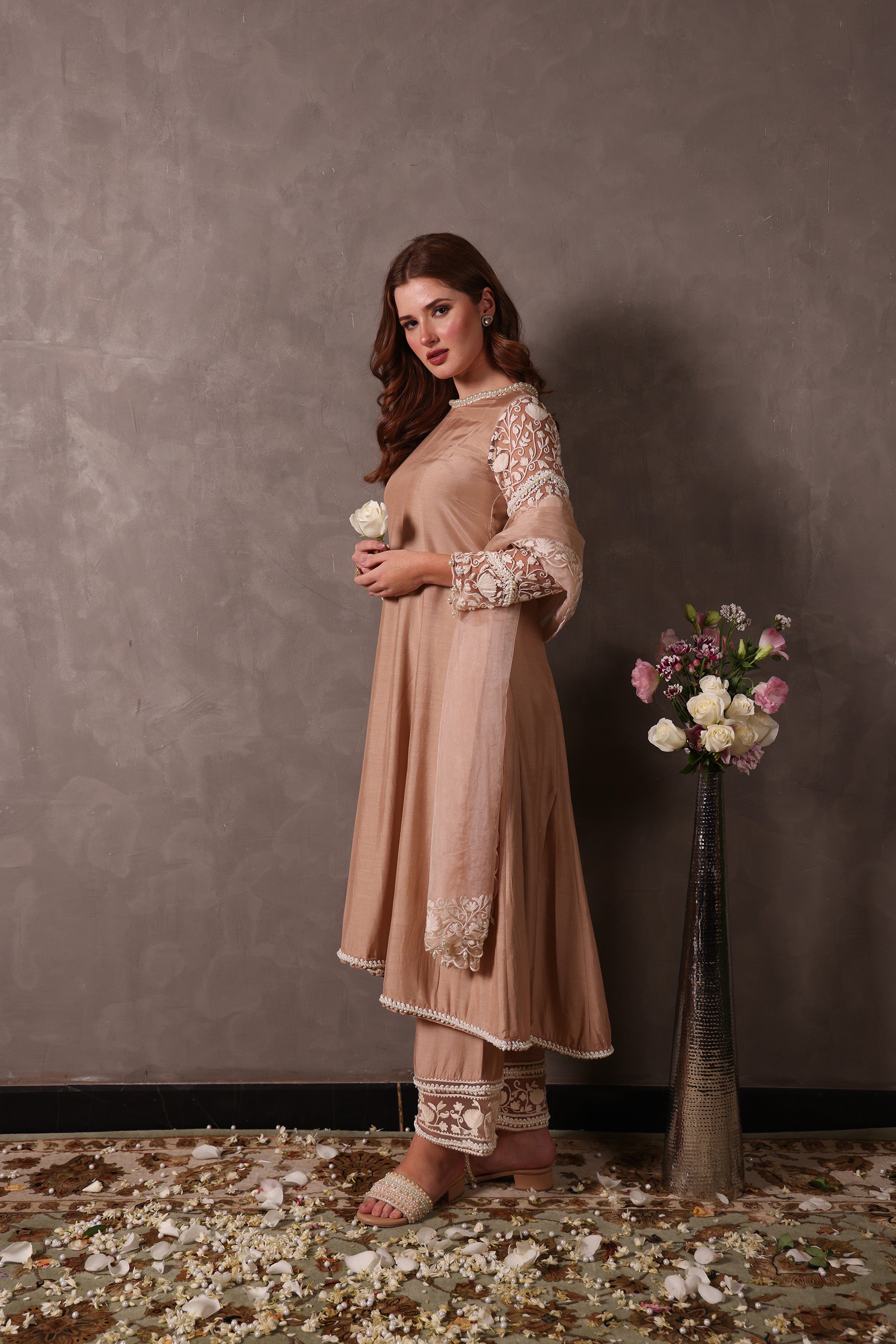 Kashmiri Pheran Suit Set - Sand