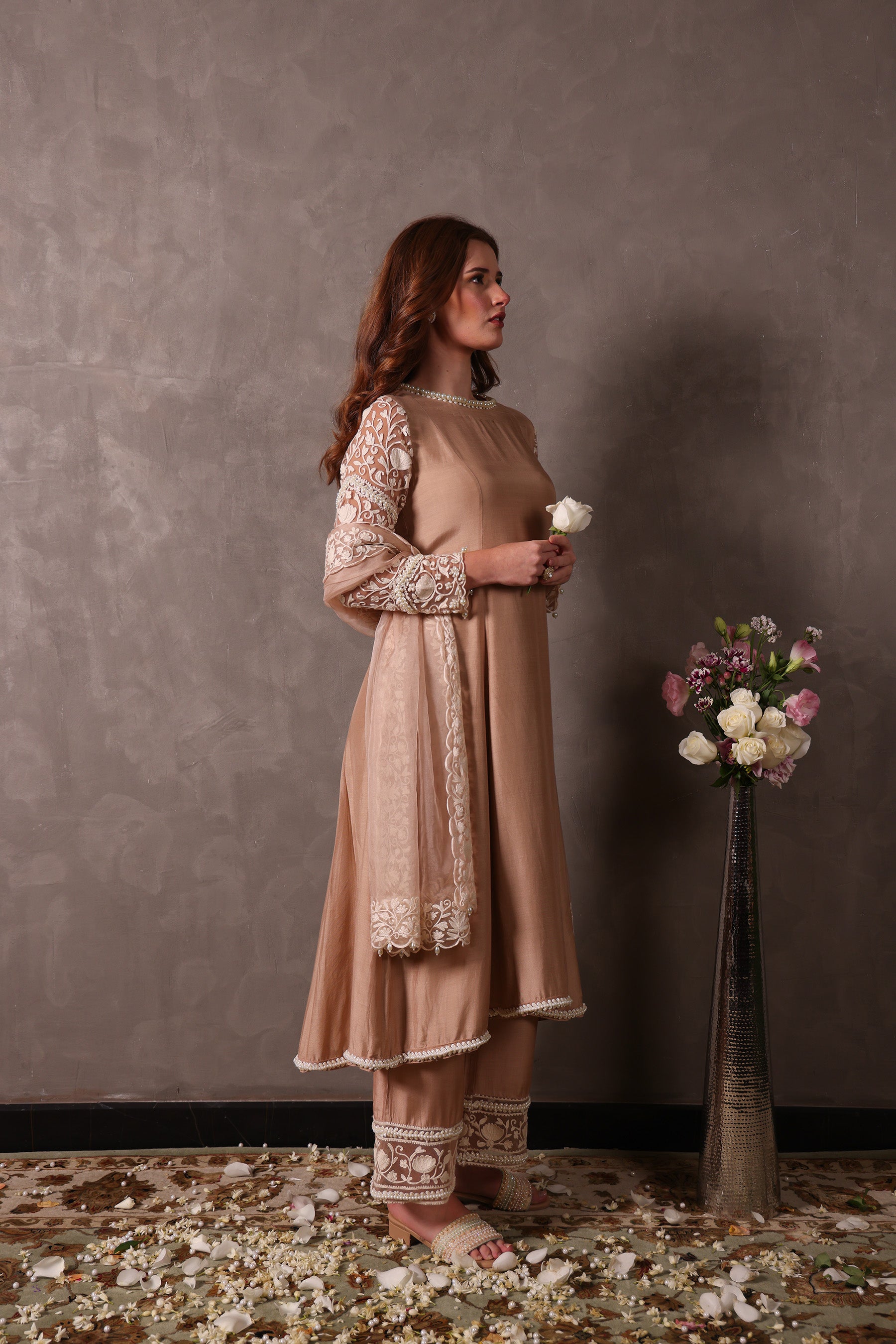 Kashmiri Pheran Suit Set - Sand