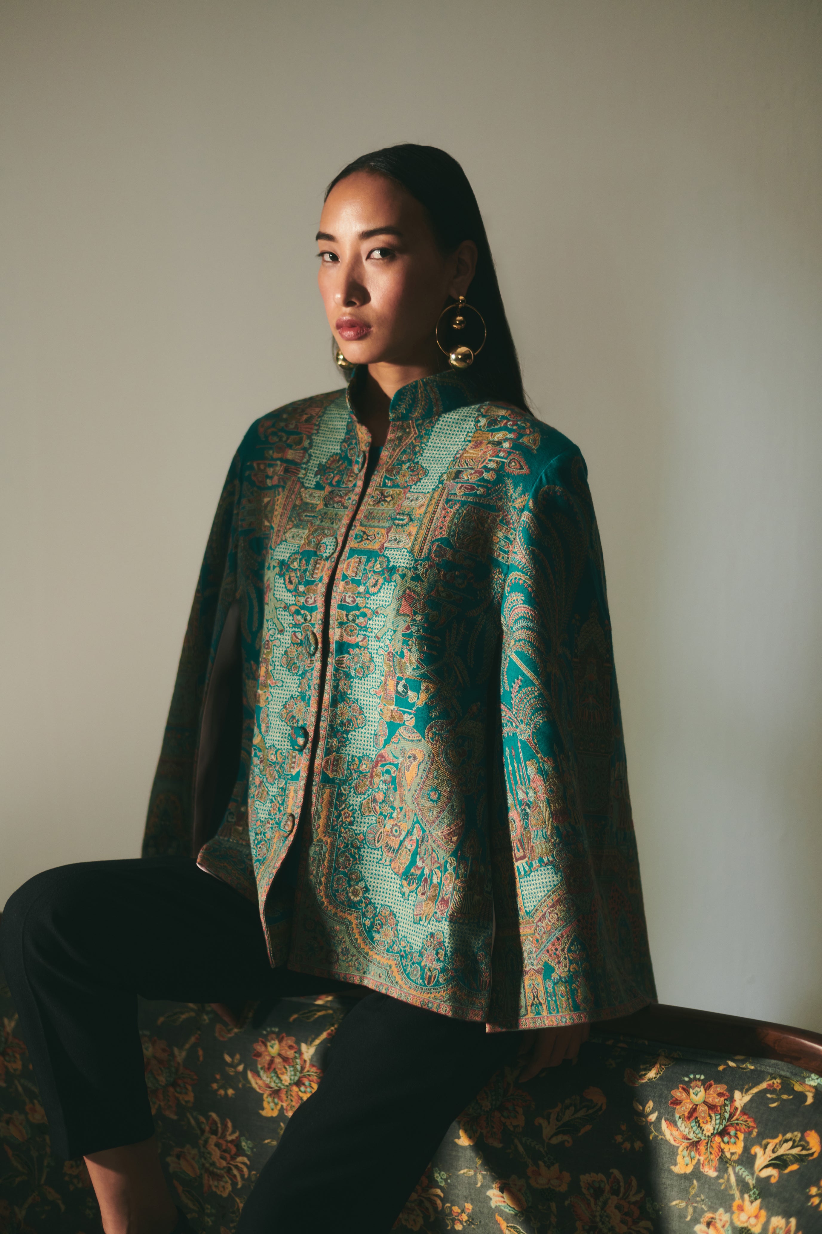 Emerald Envy Fine Wool Cape