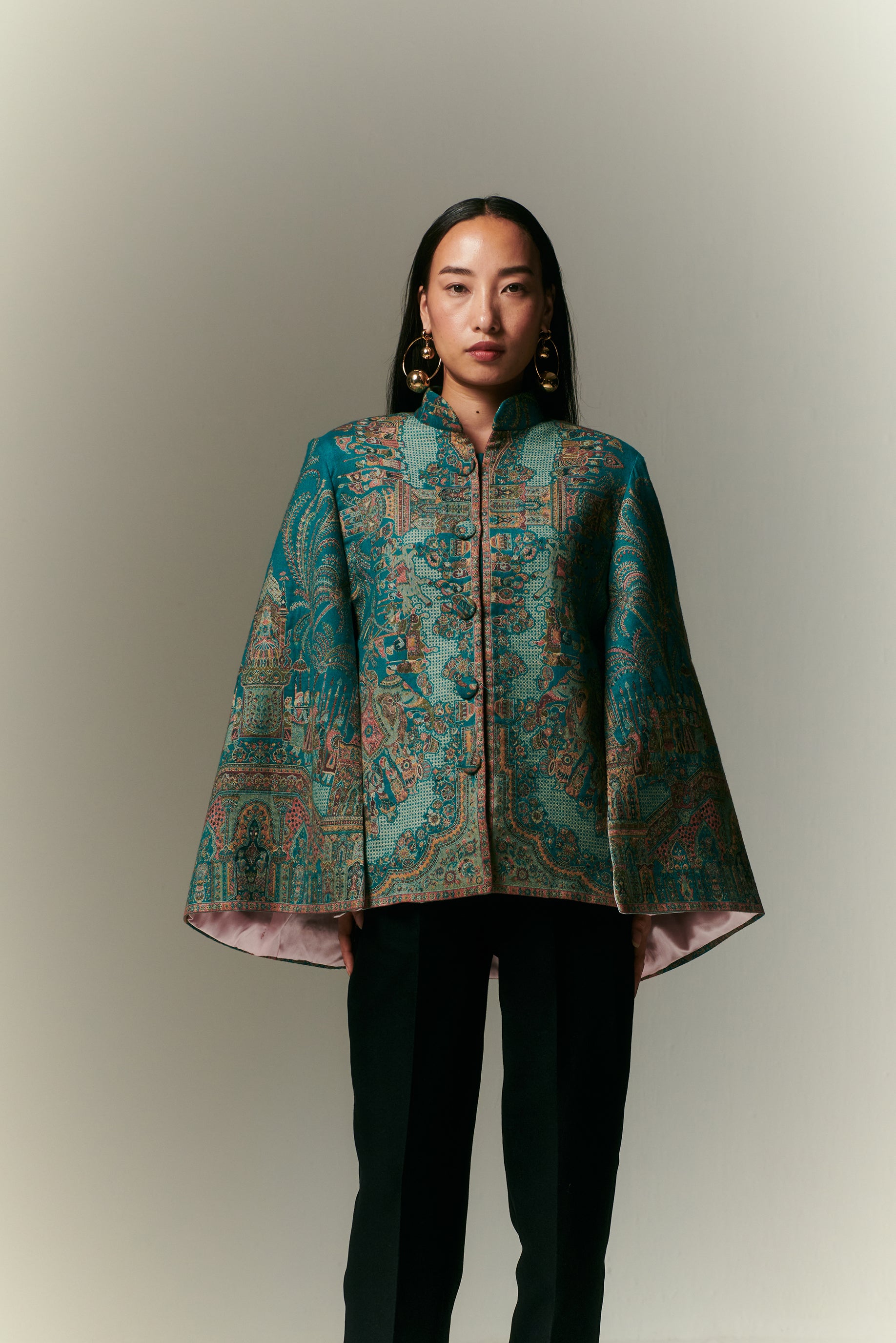 Emerald Envy Fine Wool Cape