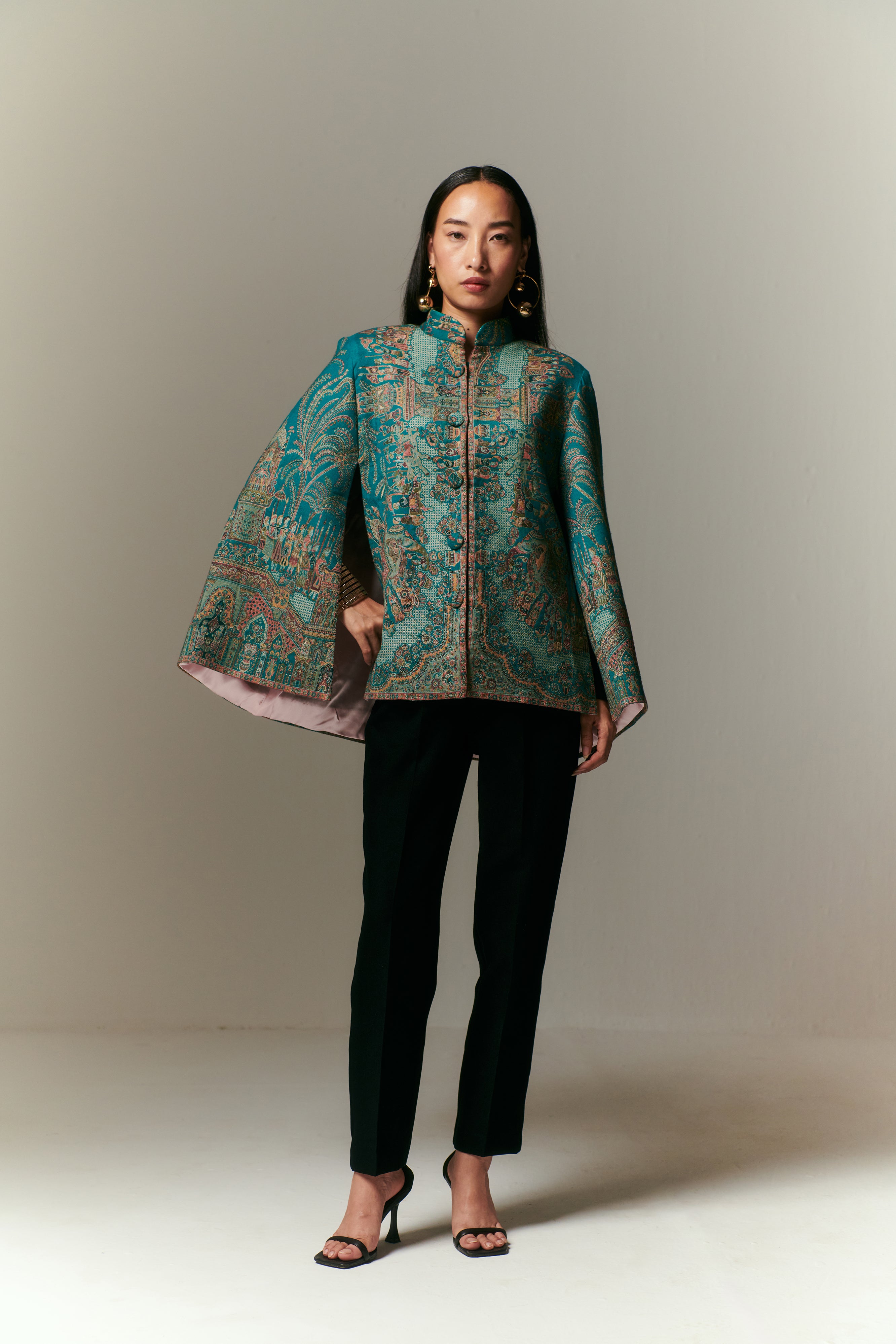 Emerald Envy Fine Wool Cape