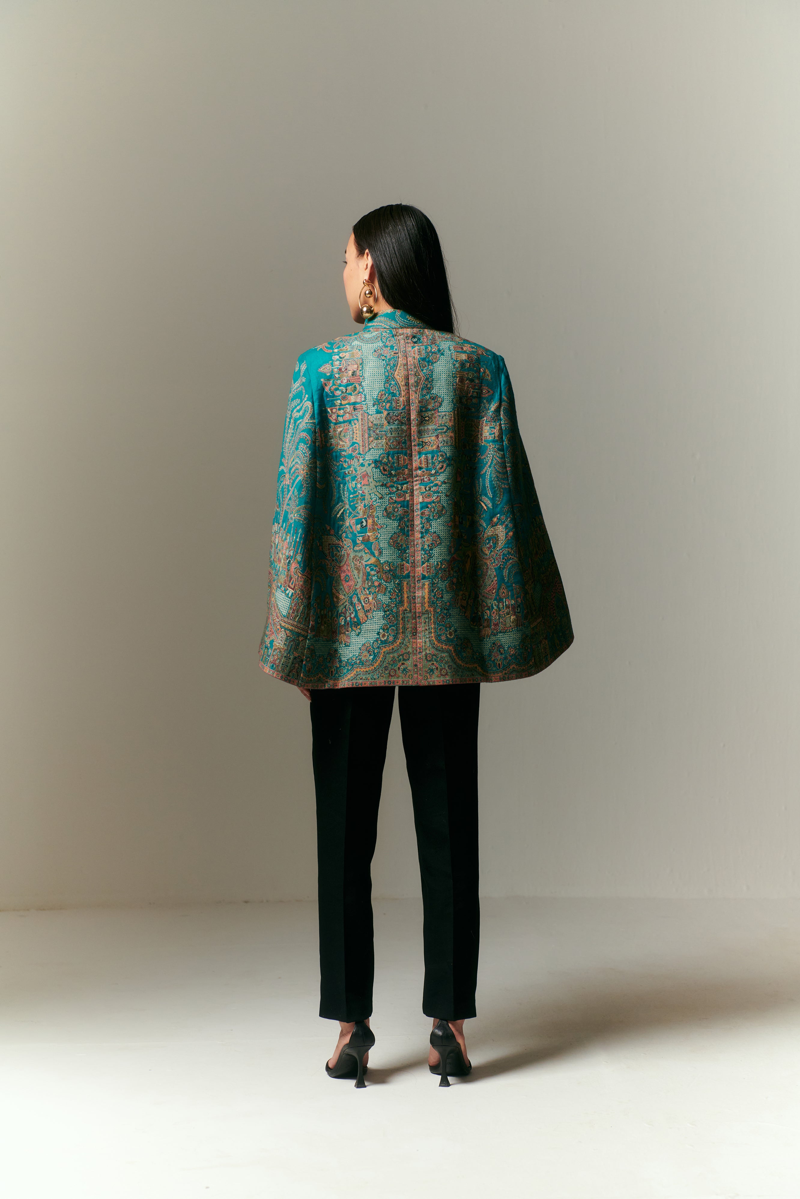 Emerald Envy Fine Wool Cape