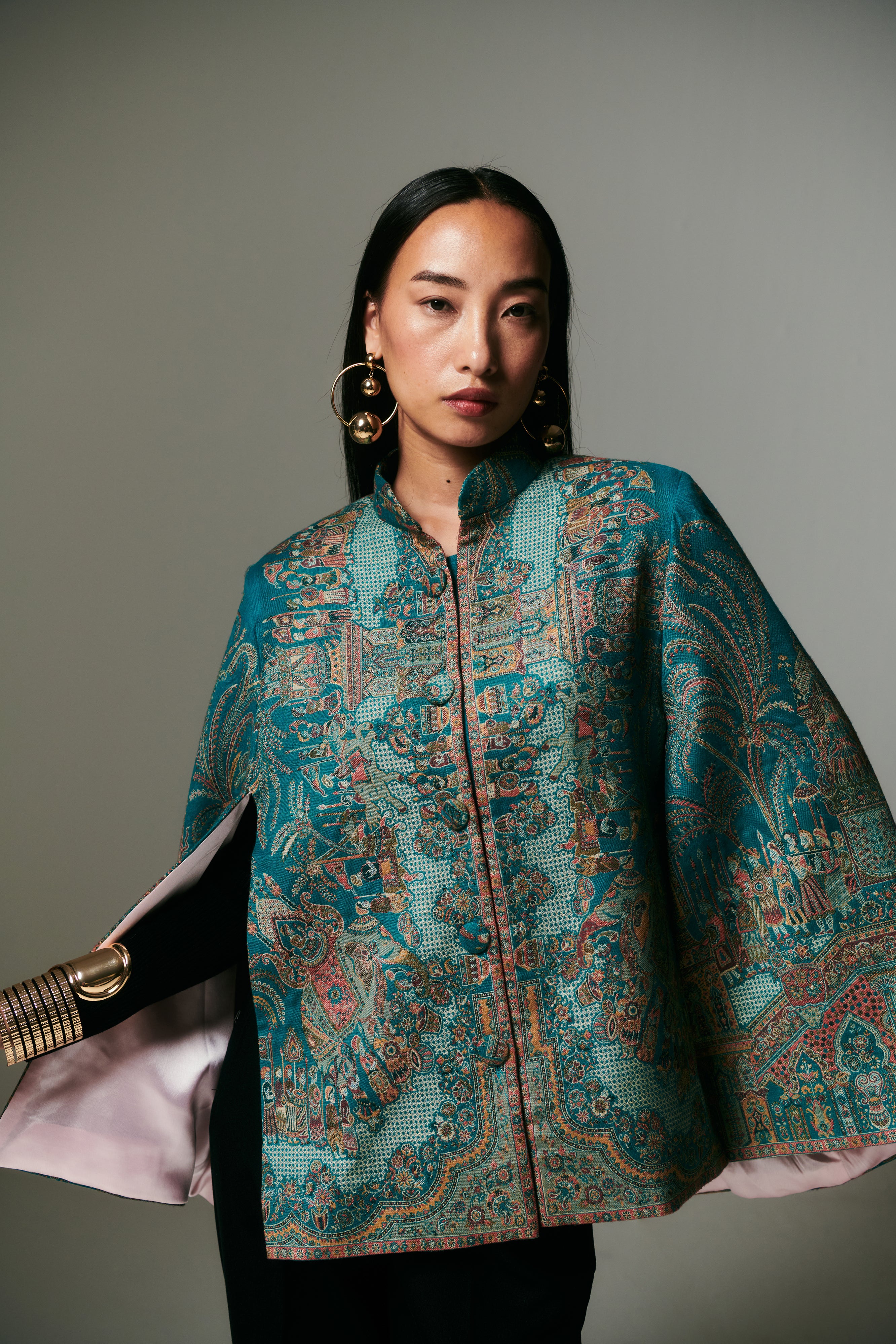Emerald Envy Fine Wool Cape