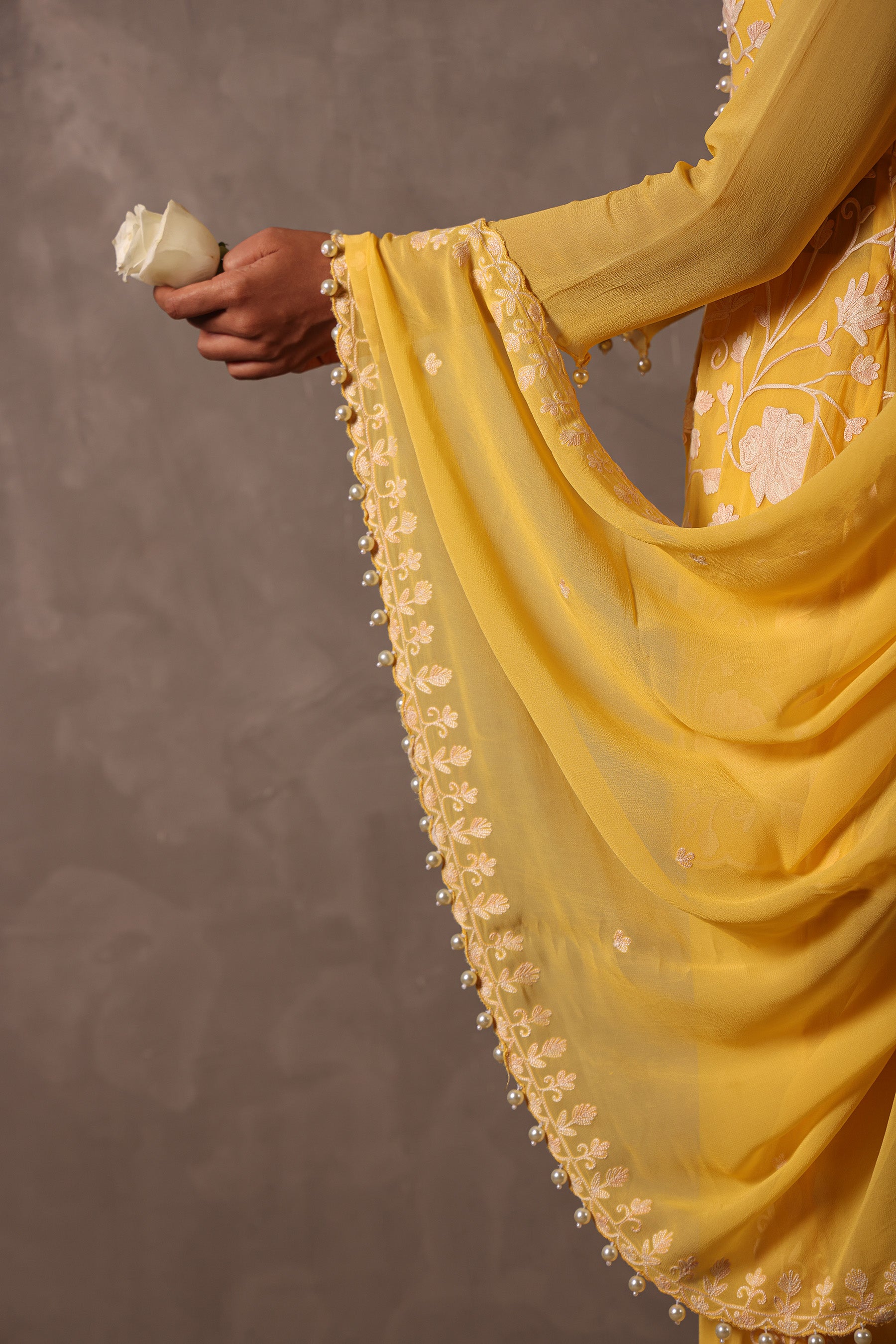 Yellow Georgette Short Kurta Set