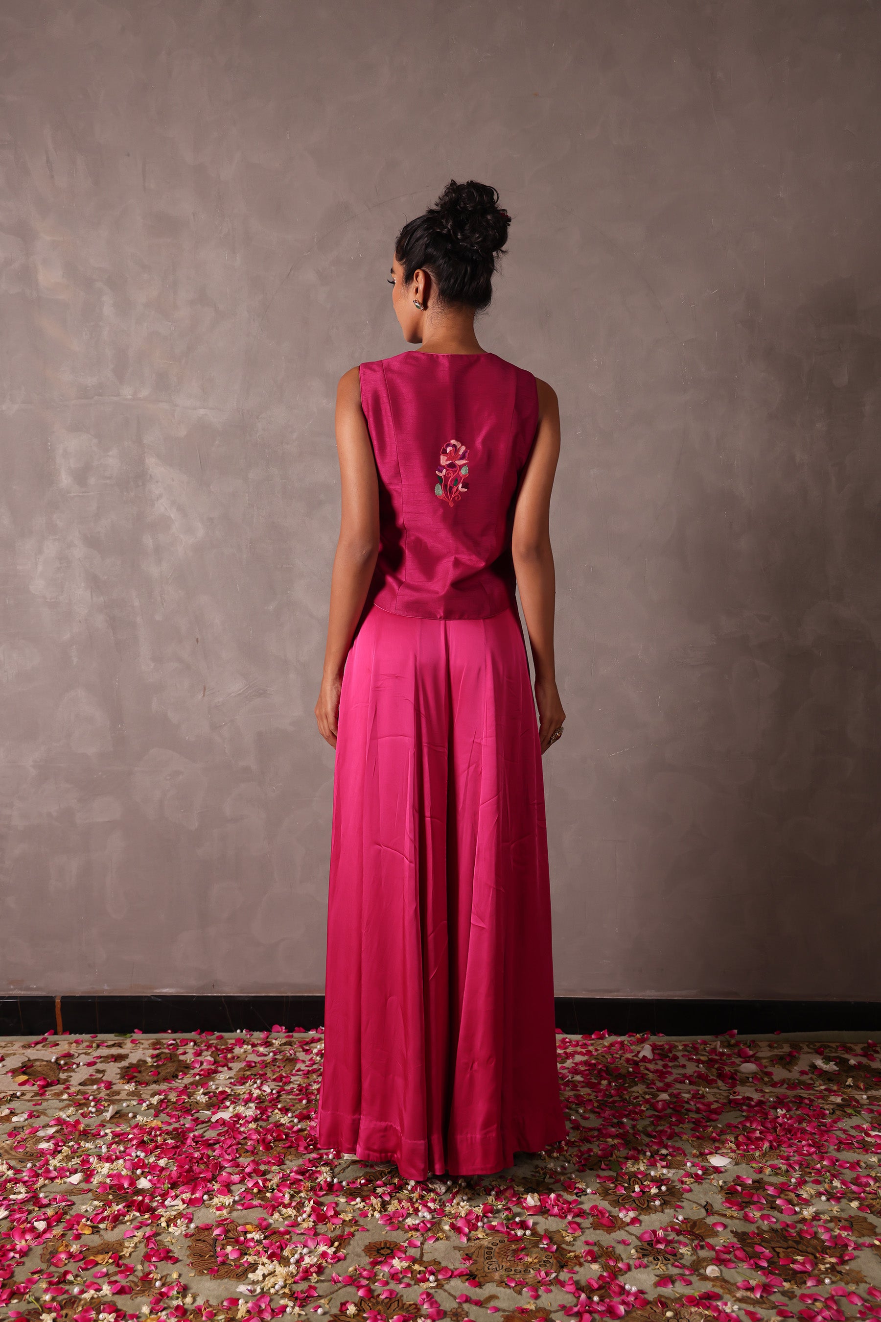 Kashmiri Raw Silk Sharara Jacket Set